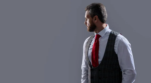 Mann Formalbekleidung Isoliert Auf Grauem Hintergrund Kopierraum Formalbekleidung Des Mannes — Stockfoto