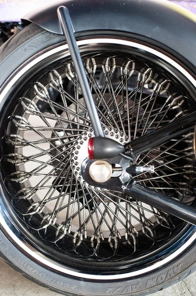 Kyiv Ukraine September 2014 Detailed Wheel Rubber Tyre Custombike — 图库照片