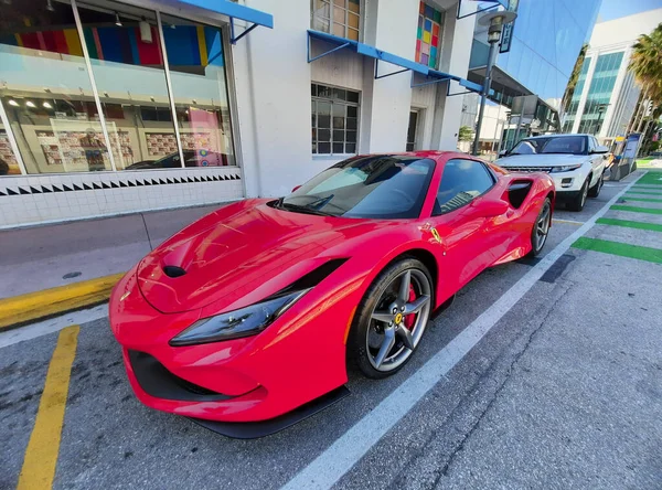 Los Angeles California Usa Března 2021 Červené Ferrari Tributo Luxusní — Stock fotografie