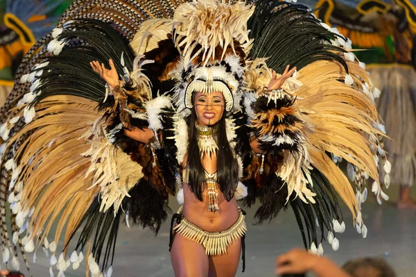 Parintins Brazylia Grudnia 2015 Samba Brazylijska Tancerka Karnawałowa — Zdjęcie stockowe