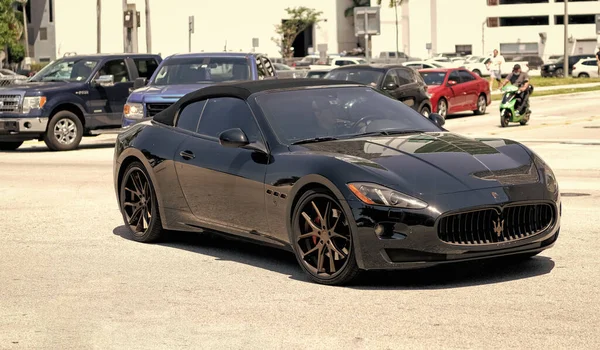 Miami Beach Florida Usa April 2021 Black Maserati Gran Turismo — Photo