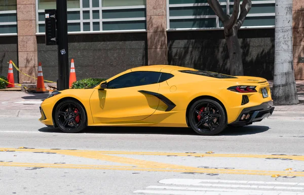 Miami Beach Φλόριντα Ηπα Απριλίου 2021 Πορτοκαλί Chevrolet Corvette Sportcar — Φωτογραφία Αρχείου
