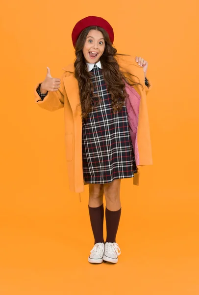 Best Day Ever Wearing Autumn Raincoat Back School Retro Girl — Stock Photo, Image