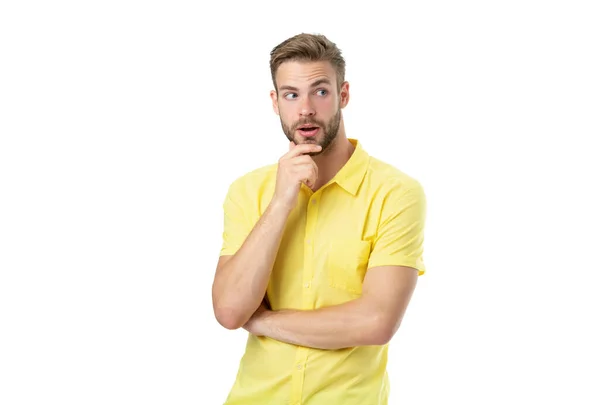 stock image amazed guy isolated on white. amazed guy on background. amazed guy in studio. photo of amazed guy with bristle.