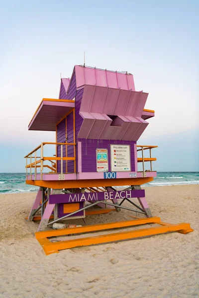 Rosa Rettungsschwimmer Strand Von Miami Rettungsschwimmer Strand Von Miami Sommer — Stockfoto