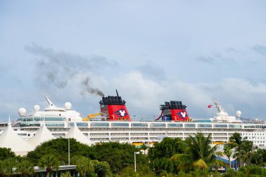 Miami, Florida ABD - 27 Aralık 2015: Disney Cruise Line gemisi, yan görüş.