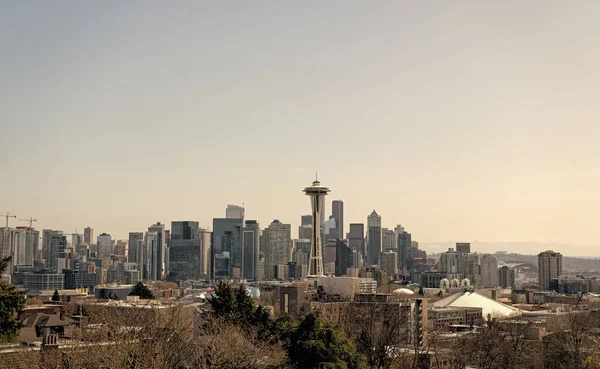 Seattle Washington Abd Nisan 2021 Gökdelen Binaları Uzay Iğnesi Kulesi — Stok fotoğraf