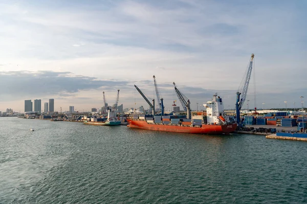 Miami Florida Usa Mars 2016 Lastfartyg Transport Med Container Hamn — Stockfoto