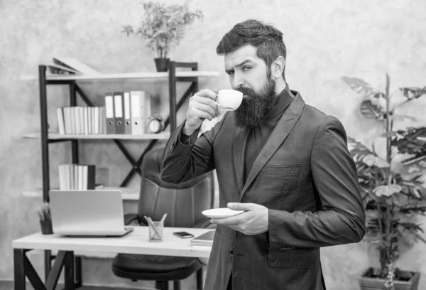Bell Imprenditore Maturo Giacca Avendo Pausa Caffè Ufficio Affari — Foto Stock