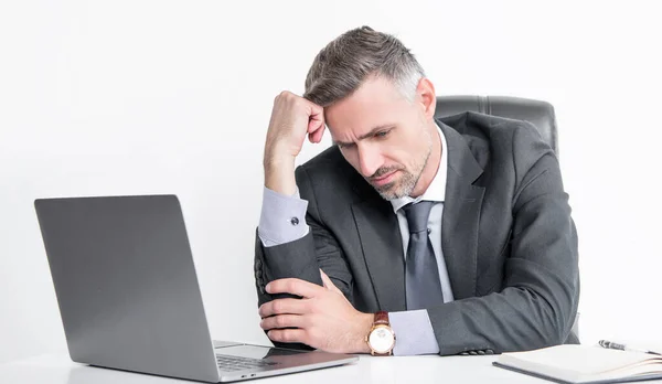 Mature Overworked Ceo Sitting Business Office — Foto Stock