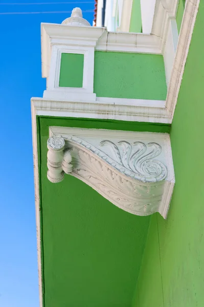 Γυψοσανίδα Πρόσοψη Του Πράσινου Σπιτιού Φωτογραφία Της Πρόσοψης Γύψου Γυψοσανίδα — Φωτογραφία Αρχείου