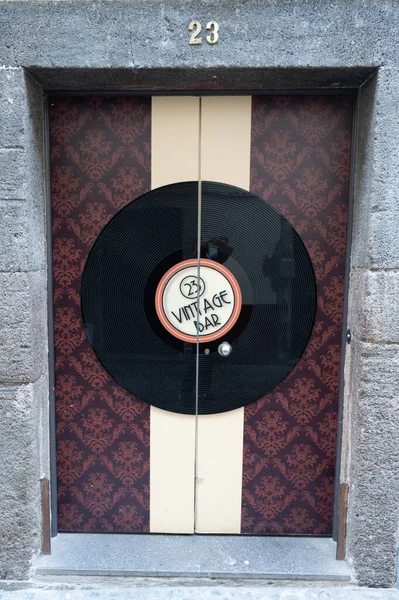 Funchal Madeira Μαρτίου 2016 Είσοδος Vintage Bar Vinyl Door — Φωτογραφία Αρχείου