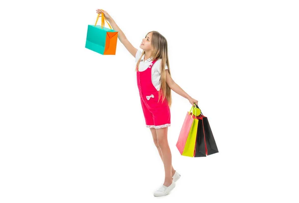 Tonåring Flicka Shopping Försäljning Isolerad Vitt Tonåring Flicka Shopping Försäljning — Stockfoto