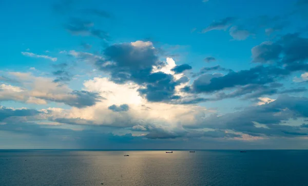 Zeegezicht Bij Zonsondergang Zeegezicht Zonsondergang Horizon Mooie Zeegezicht Bij Zonsondergang — Stockfoto