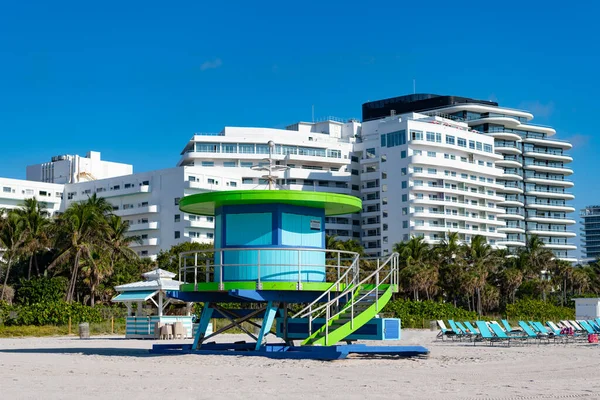 Kék Életmentő Képe Miami Beachen Életmentő Miami Beachen Úszómester Miami — Stock Fotó