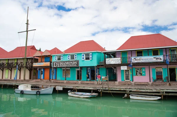 Johns Antigua Barbuda Ledna 2016 Výstavba Domů Přístavu Doky Antigui — Stock fotografie