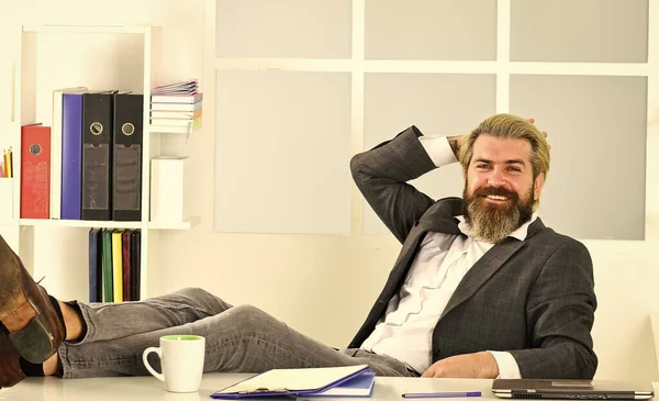 Working Day Ceo Has Moral Leader Company Man Bearded Boss — Stock Photo, Image