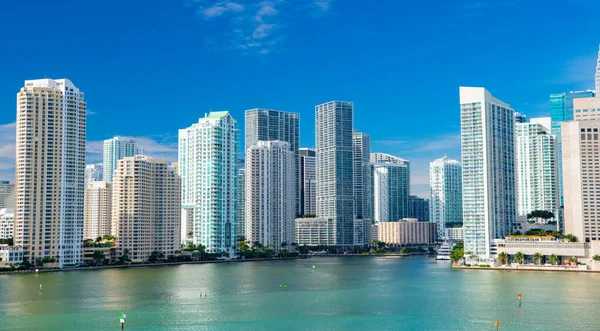 Panorama Miami Skyskrapa Skyline Med Horisont Foto Miami Skyskrapa Skyline — Stockfoto