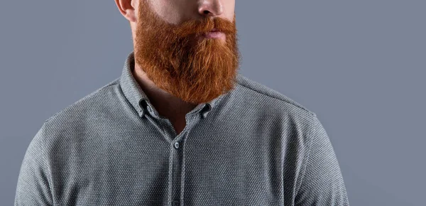 Вид Врожаю Людини Довгою Бородою Неголене Обличчя Червоною Бородою Вусами — стокове фото