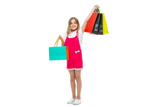 Ragazza Adolescente Positiva Con Shopping Bag Studio Teen Girl Con — Foto Stock