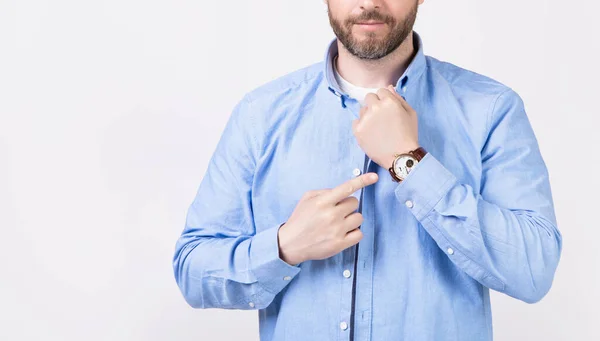 Abgeschnittene Ansicht Eines Mannes Mit Armbanduhr Studio Foto Eines Mannes — Stockfoto