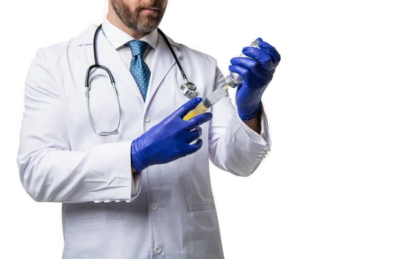 Φωτογραφία Του Γιατρού Κάνετε Την Ένεση Εμβολιασμού Σύριγγα Διαφήμιση Γιατρός — Φωτογραφία Αρχείου