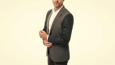 Takım elbiseli olgun bir adam. Beyaz iş adamı. iş kavramı.