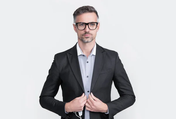 Mature Lawyer Wearing Glasses Business Suit — Stok fotoğraf