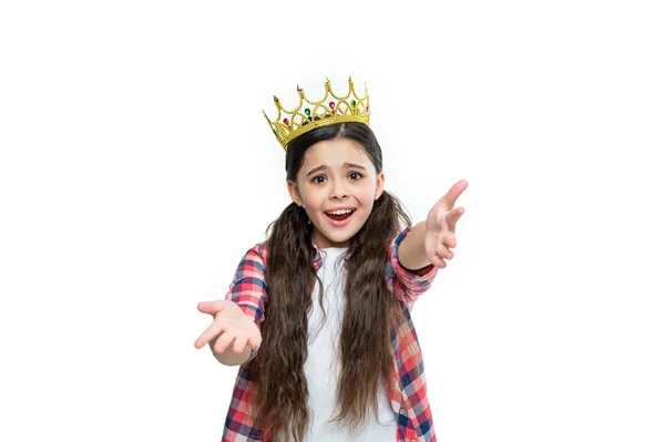 Erstaunt Teen Queen Girl Isoliert Auf Weiß Teen Queen Mädchen — Stockfoto