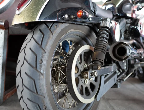 Detaljerade Hjul Med Gummidäck Motorcykel Del — Stockfoto