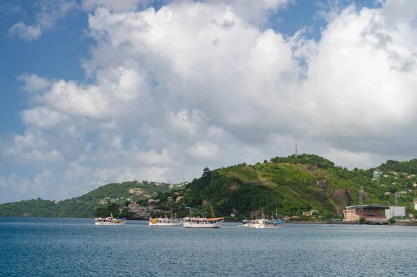 George Grenada November 2015 Havsutsikt Med Bay Hamn Och Båtar — Stockfoto
