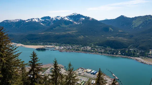 Destinazione Paesaggio Natura Con Porto Destinazione Paesaggio Alaska Foto Aerea — Foto Stock