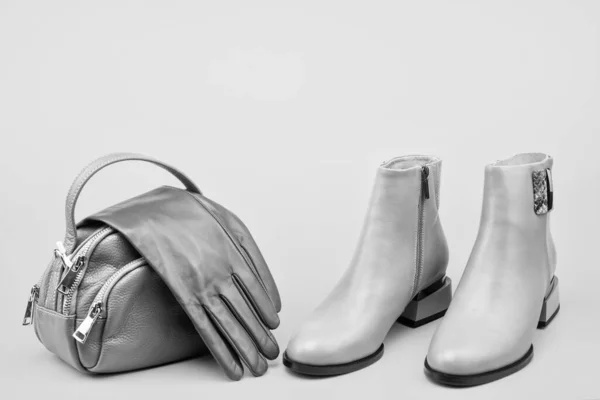 Skobutiken Kopiera Utrymme Kvinnliga Läder Snygga Skor Modeaccessoar Par Fashionabla — Stockfoto