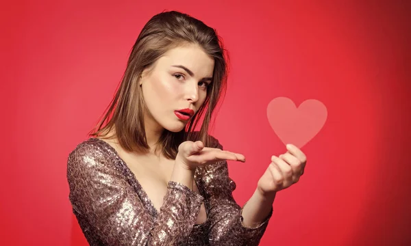 Kärlek Och Romantik Alla Hjärtans Dag Försäljning Sensuell Flicka Med — Stockfoto