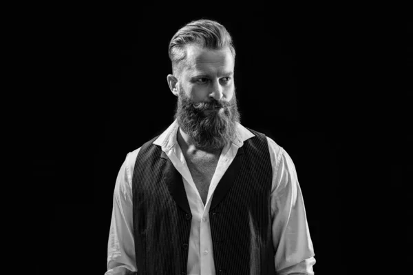 Photo Handsome Man Menswear Beard Handsome Man Menswear Isolated Black — 스톡 사진