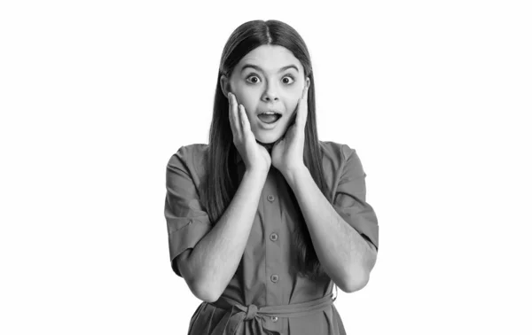 Portrait Shocked Teenager Girl Tshirt Shocked Teenager Girl Express Emotions — Stockfoto