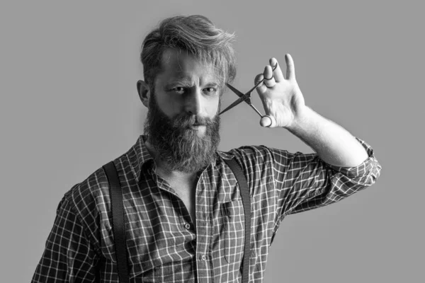 Unshaven Barber Bearded Man Barbershop Background Photo Barber Bearded Man — Photo