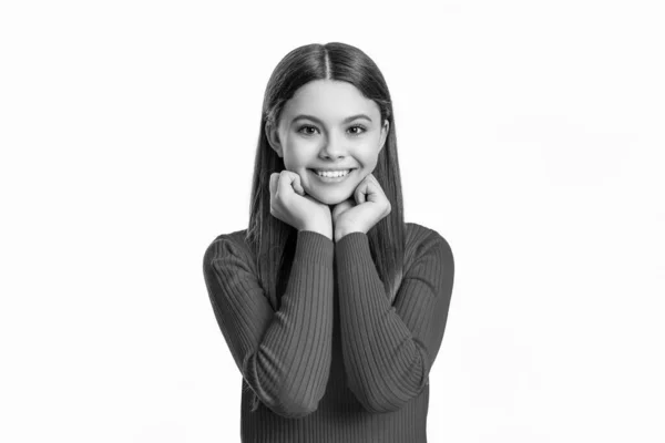 Positive Teen Girl Portrait Isolated White Background Portrait Teen Girl — Photo