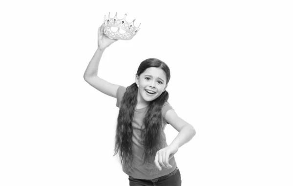 Girl Dreaming Become Princess Lady Cute Little Princess Royal Concept — Stockfoto