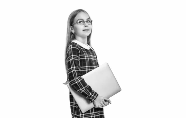 Teenager Mädchen Der Schule Hat Bildung Online Isoliert Auf Weißem — Stockfoto