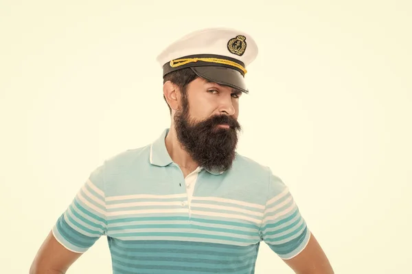 Bearded Captain Looking Askance Bearded Man Portrait Bearded Man Wearing — Stockfoto
