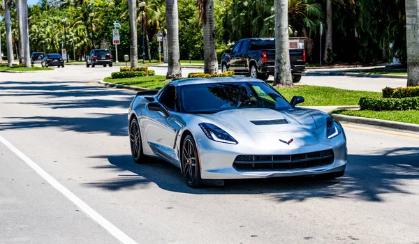 Miami Florida Usa Березня 2023 White Chevrolet Corvette Z06 Z07 — стокове фото