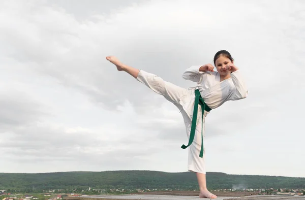 Martial Art Concept Teen Child Practicing Martial Art Girl Martial — Stock Photo, Image