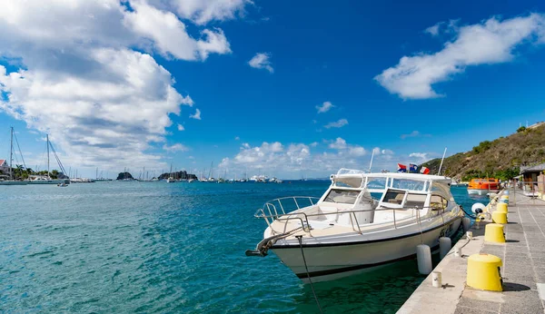 Barts French West Indies Stycznia 2016 Jacht Zacumowany Porcie Letnim — Zdjęcie stockowe