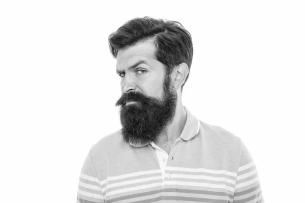 Портрет Бородатого Мужчины Серьезный Человек Бородой Усами Бородатый Человек Смотрит — стоковое фото