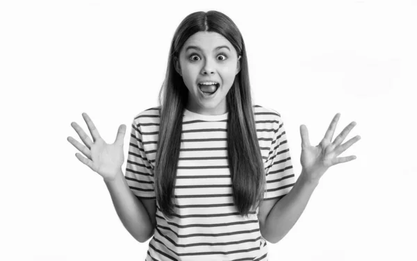 Surprised Teen Girl Express Emotions Portrait Surprised Teen Girl Studio — Stock Photo, Image