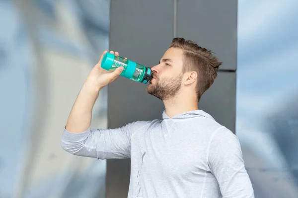 Photo Thirsty Sportsman Drinking Water Bottle Training Thirsty Sportsman Water — Stock Photo, Image