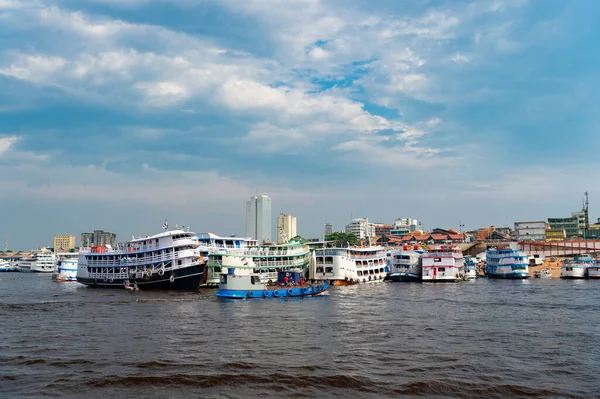 Manaus Brasil Dezembro 2015 Porto Portuário Itinerante Para Viagem Verão — Fotografia de Stock