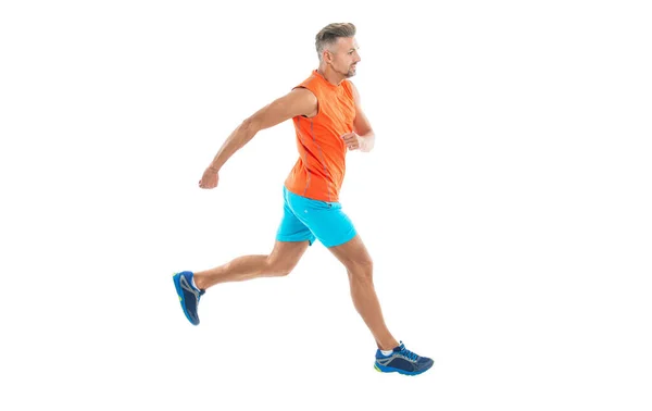 Atletický Muž Sportovní Běžec Běh Joggig Sportovním Oblečení Výdrž Izolované — Stock fotografie