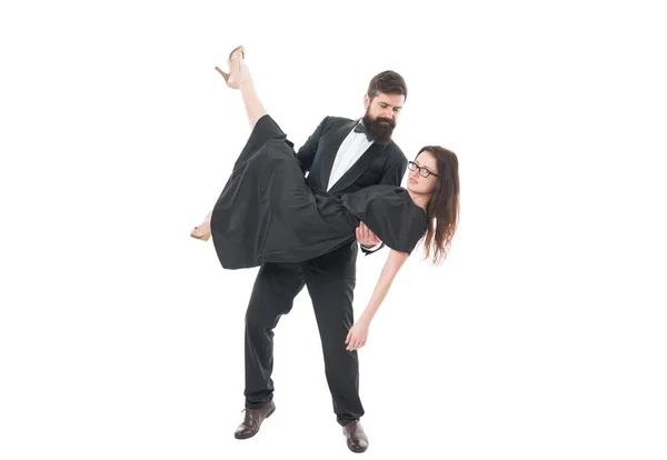dance with me. formal couple of tuxedo man and elegant girl. engagement and proposal. happy valentines day. celebrate special occasion. couple in love dancing. love date for man and woman.